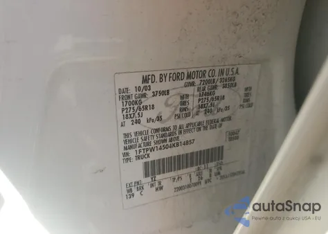 2004 Ford F-150 Fx4/Lariat/Xlt from USA, damaged, VIN 1FTPW14504KB14857